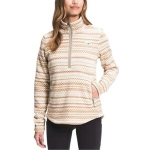 The North Face Women's Tan Patterned 1/4 Zip Pullover Fleece NWOT